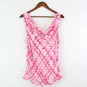 Chloe‎ Kristyn Chloe Cami Cowl Neck Blouse Pink Plaid Size M